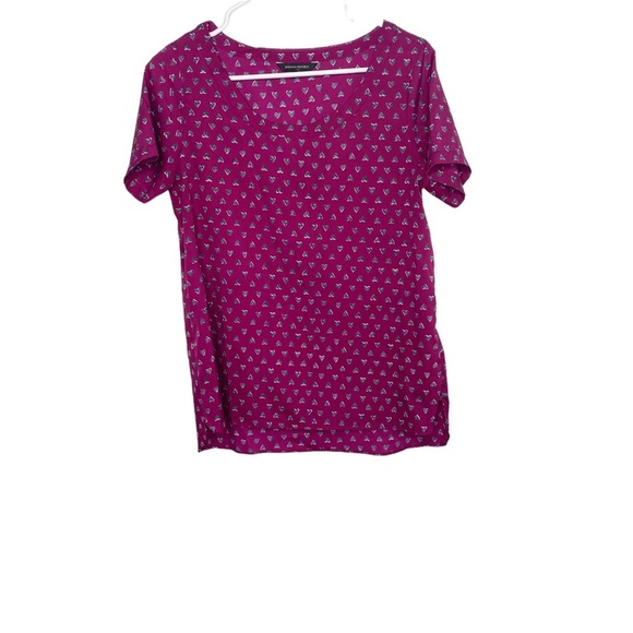 Banana Republic factory magenta hearts blouse size small EUC g - Picture 2 of 4